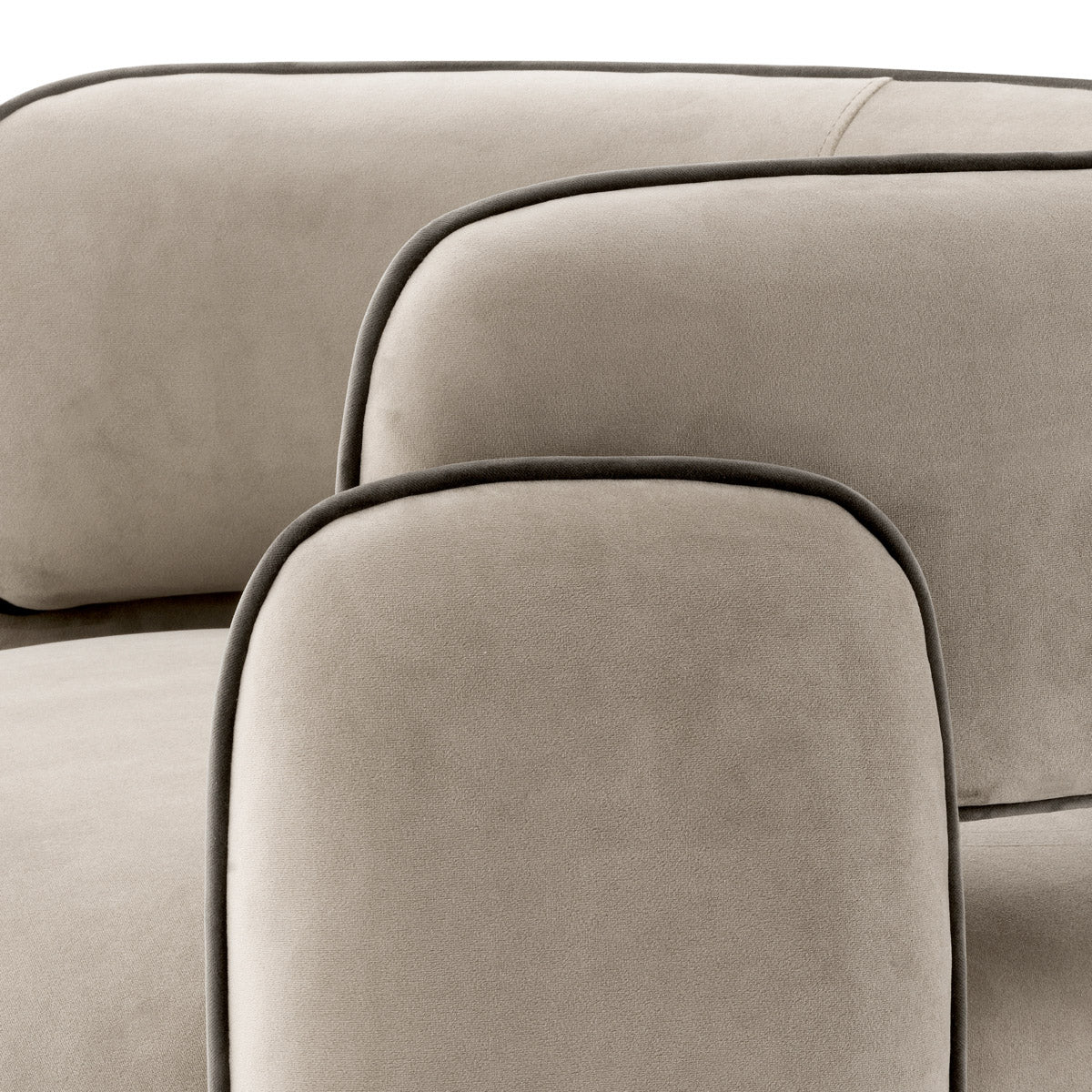 Chair Chaplin - Savona Greige Velvet, Savona Gray Velvet Piping