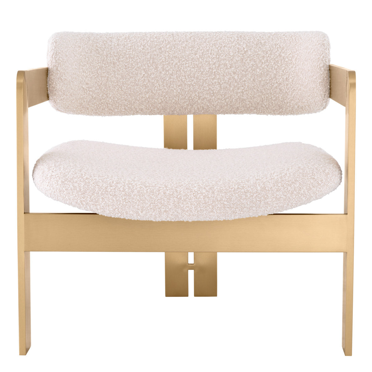 Eichholtz Chair Donato statuesque silhouette, resting on three brushed brass finished legs. Enjoy the unique design and interesting