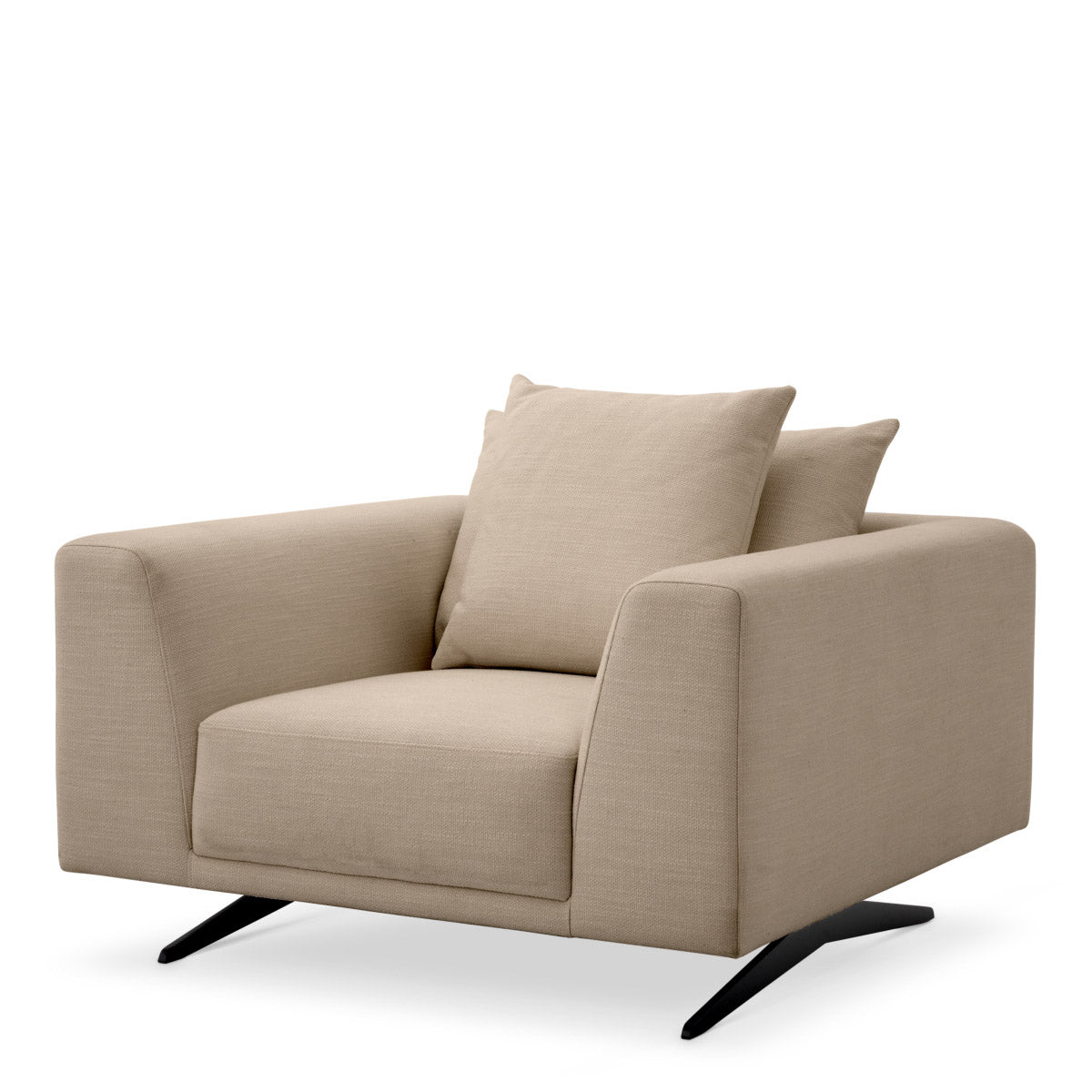 Eichholtz Chair Endless Supported by sturdy black feet, Chair Endless has a warm avalon sand upholstery. Loose back
