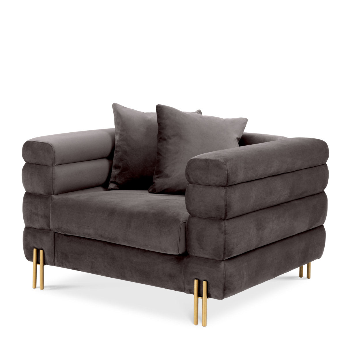Eichholtz Chair York The fabulous Savona grey velvet York Chair with brushed brass legs oozes a touch of
