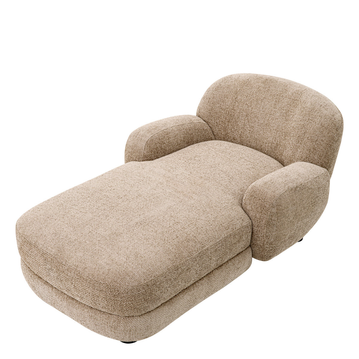 Eichholtz Chaise Longue Udine perfect conversation piece. Upholstered in Lyssa sand textured fabric and finished with black feet, make