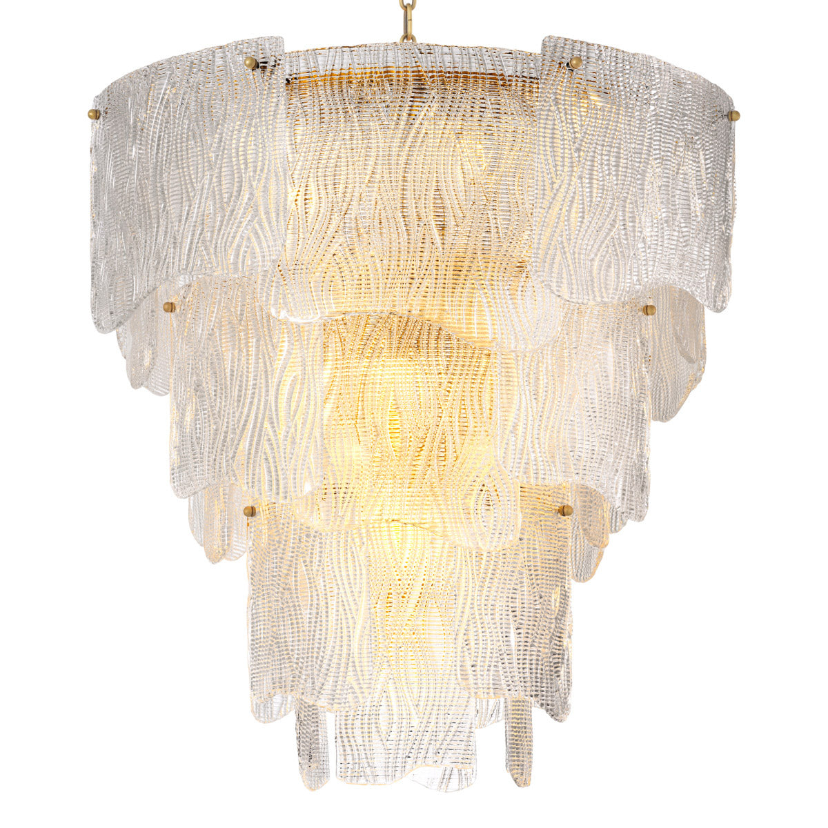 Eichholtz Chandelier Asinara L Illuminate your abode with the handcrafted Chandelier Asinara L by Eichholtz, where textured glass reflects