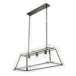 Eichholtz Chandelier Azure L bare essence of illumination, this tapered cage with bronze finish and bevelled clear glass panels