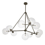 Eichholtz Chandelier Bermude with bronze finish contains 10 clear glass globes that each host their own light bulb.