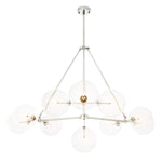 Eichholtz Chandelier Bermude with nickel finish contains 10 clear glass globes that each host their own light bulb.