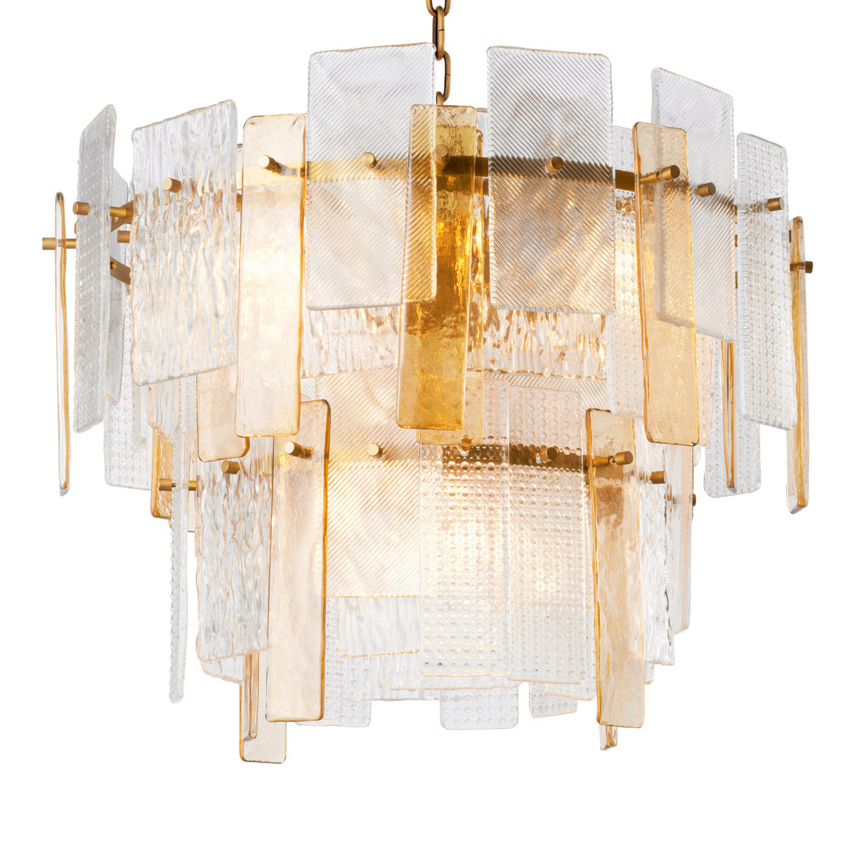 Eichholtz Chandelier Cassiano Radiate sophistication with the Chandelier Cassiano, a stunning fusion of four textured glass styles. Its
