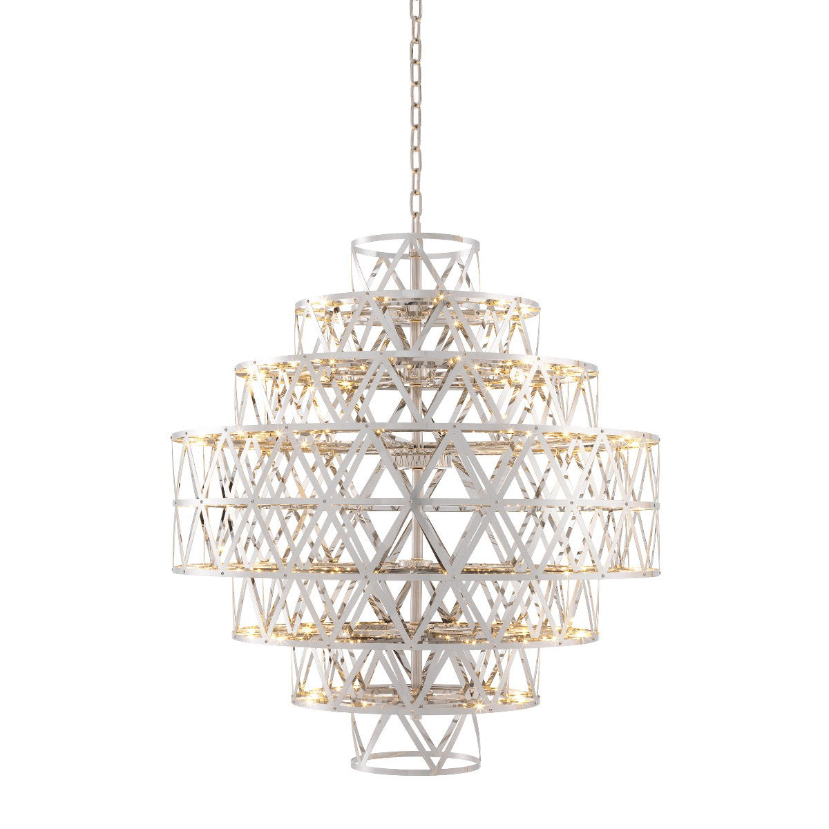 Eichholtz Chandelier Clinton a dazzling design, this lovely luminaire with nickel finish creates a stunning glow in any