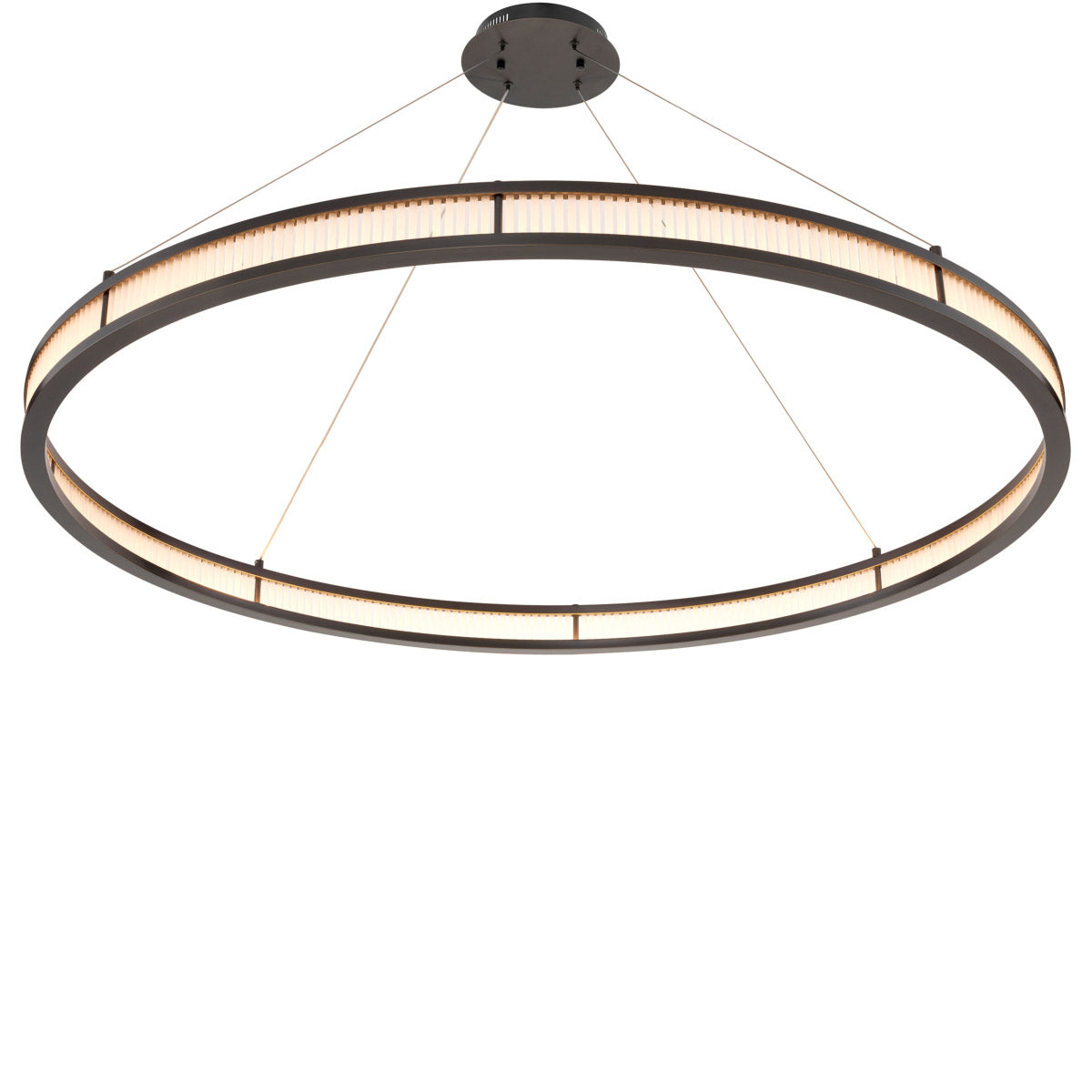 Eichholtz Chandelier Damien XL The circular frame with bronze highlight finish is inset with frosted glass rods and just