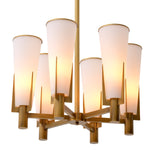 Eichholtz Chandelier Dino the 1950s and 1960s. Made of white glass and adorned with an antique brass rim,