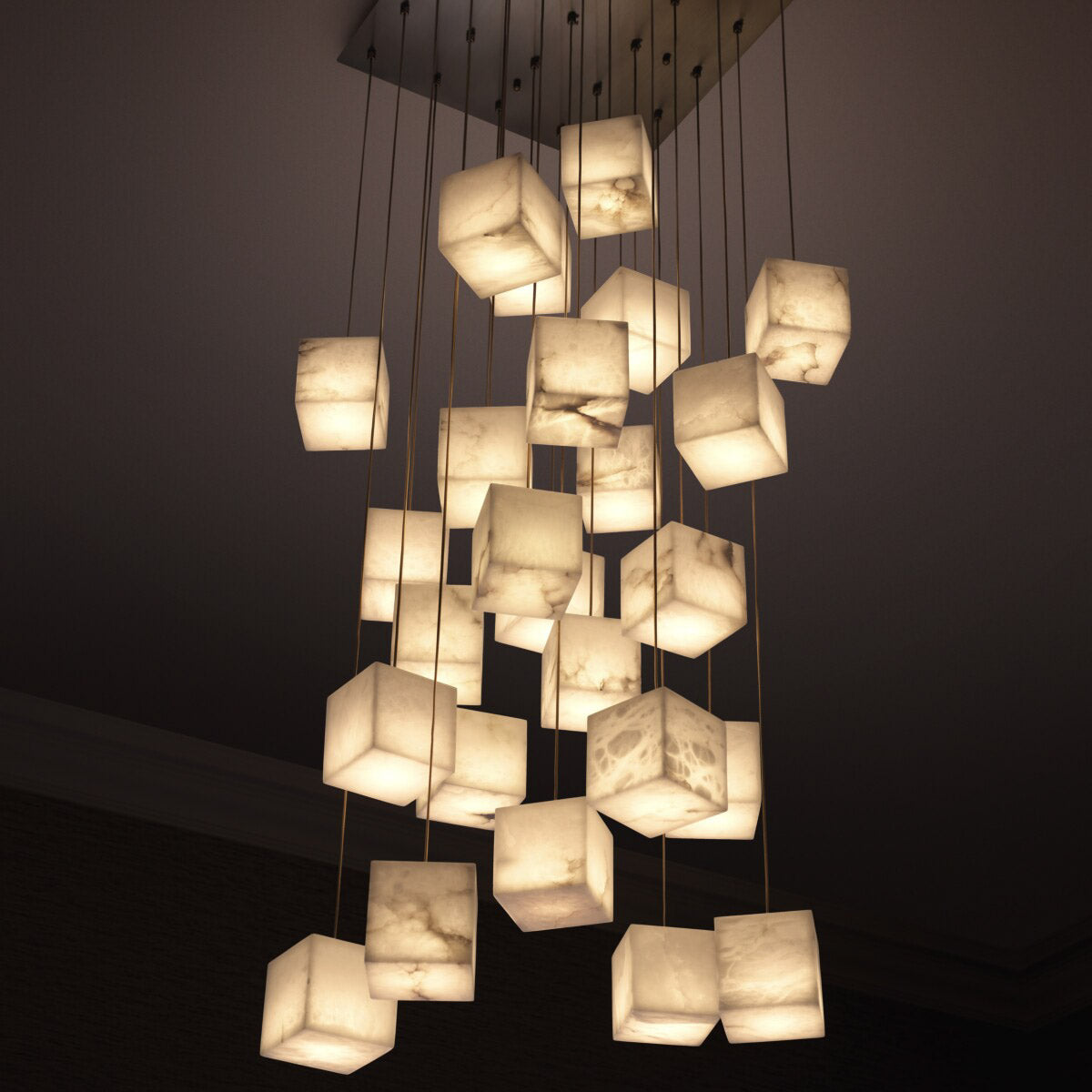 Eichholtz Chandelier Duboce In an antique brass finish, this chandelier features alabaster blocks that can be arranged in