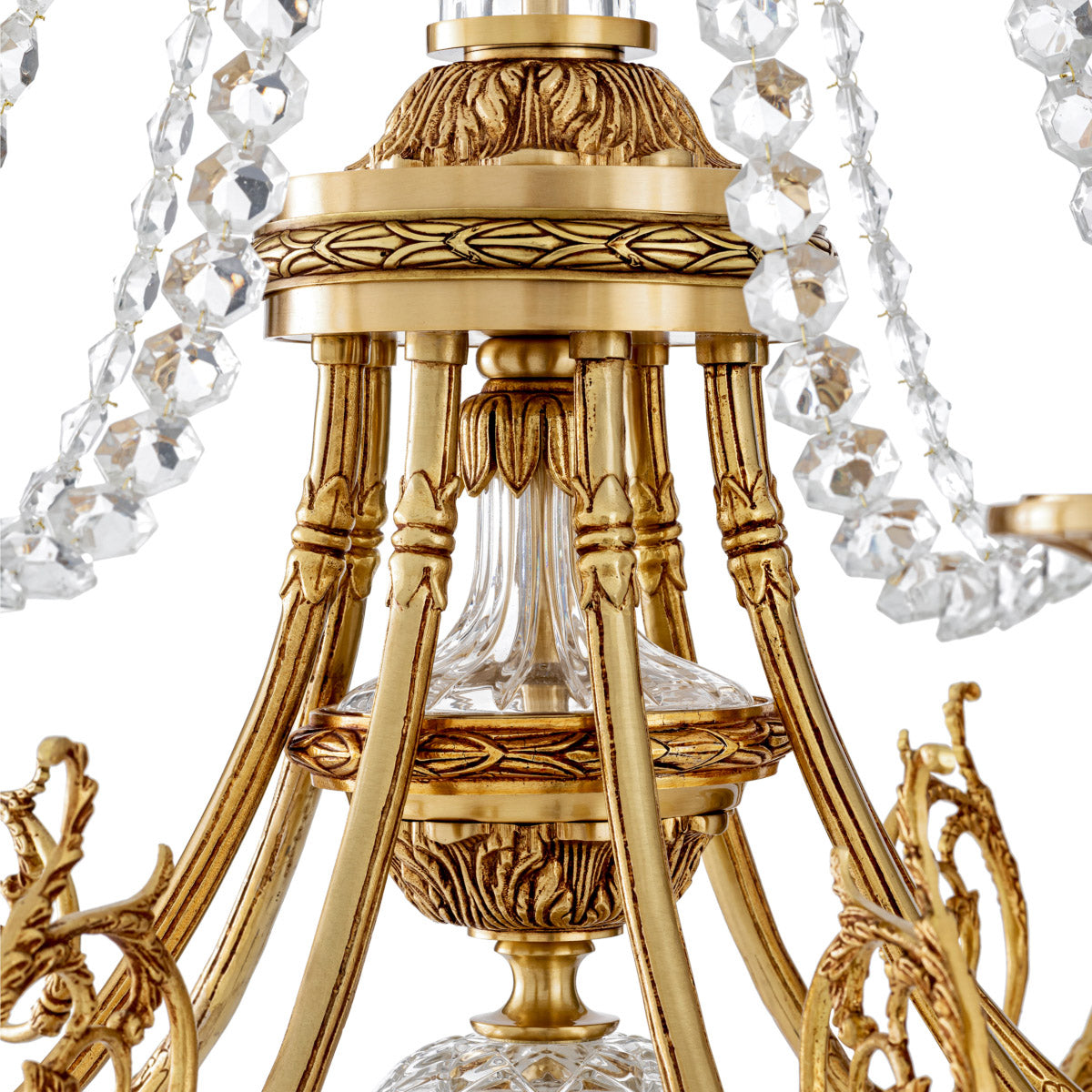 Eichholtz Chandelier Duvaux elaborate chandeliers, which feature intricate acanthus leaves, seedpods, and crystal finials. Though their f...