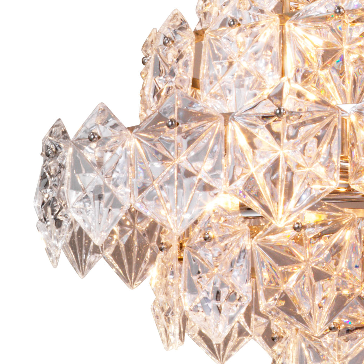 Eichholtz Chandelier Hermitage L traditional droplets the nickel finished armature features glass facets that reflect the light like glim...