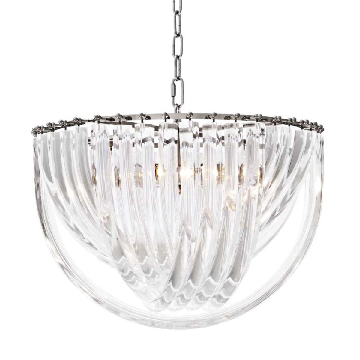 Eichholtz Chandelier Murano 19.5" dia x 13" H Inject Art Deco glamour into your interior with the nickel finished Murano Chandelier¸ 50