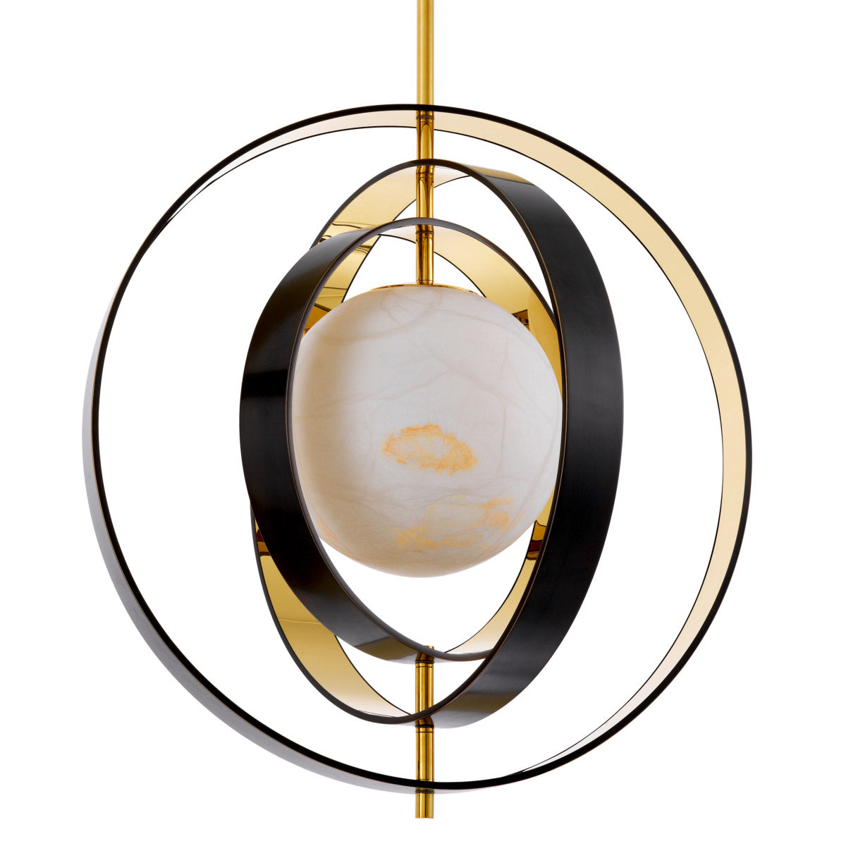 Eichholtz Chandelier Pearl Its pearl-like alabaster shade is surrounded by four metal rings with a bronze highlight finish