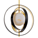 Eichholtz Chandelier Pearl Its pearl-like alabaster shade is surrounded by four metal rings with a bronze highlight finish