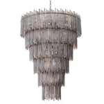 Eichholtz Chandelier Saint Roch XXL round silhouette giving way to a six-tier shade made of cascading handmade smoked glass. Elevate