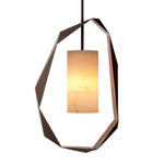 Eichholtz Chandelier Santos nice glow when the chandelier is lit. The tubular lampshade is made from translucent alabaster.