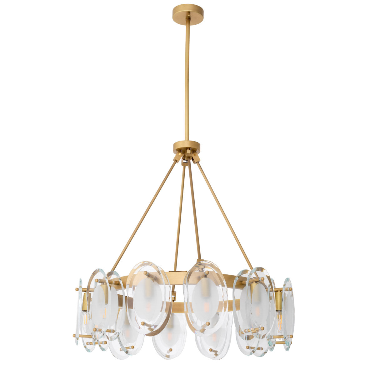 Eichholtz Chandelier Sublime creates an atmospheric ambient light. With its antique brass finish, this contemporary chandelier is a