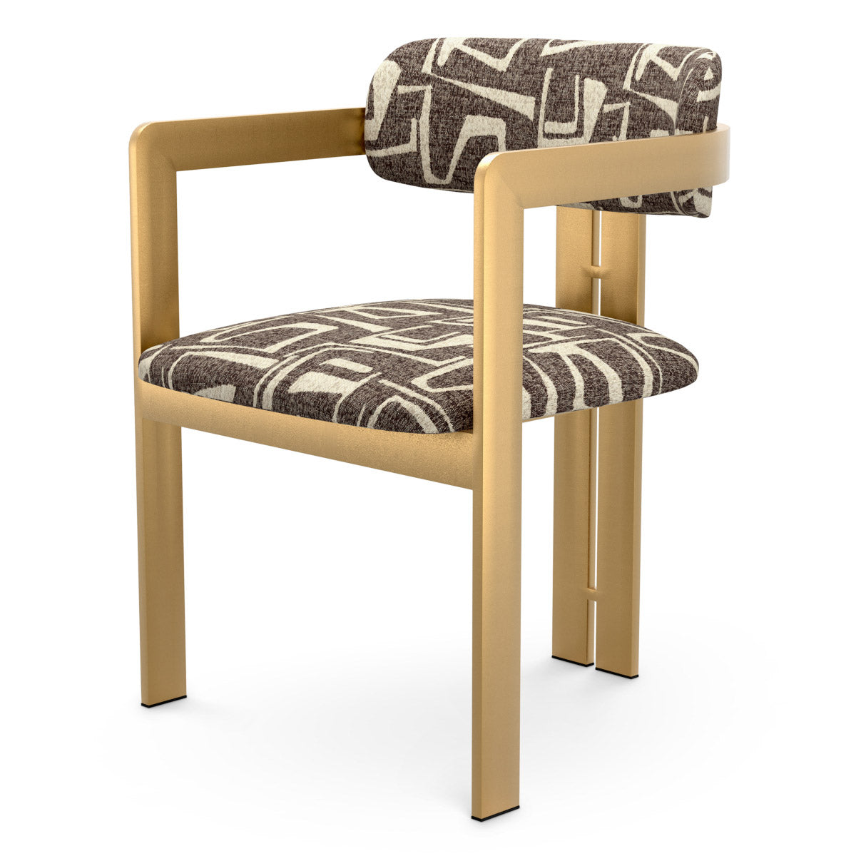 Dining Chair Donato Brushed brass finish | davenport dark brown 52% polyester | 48% olefin Chairs & Sofas CMA0270 2