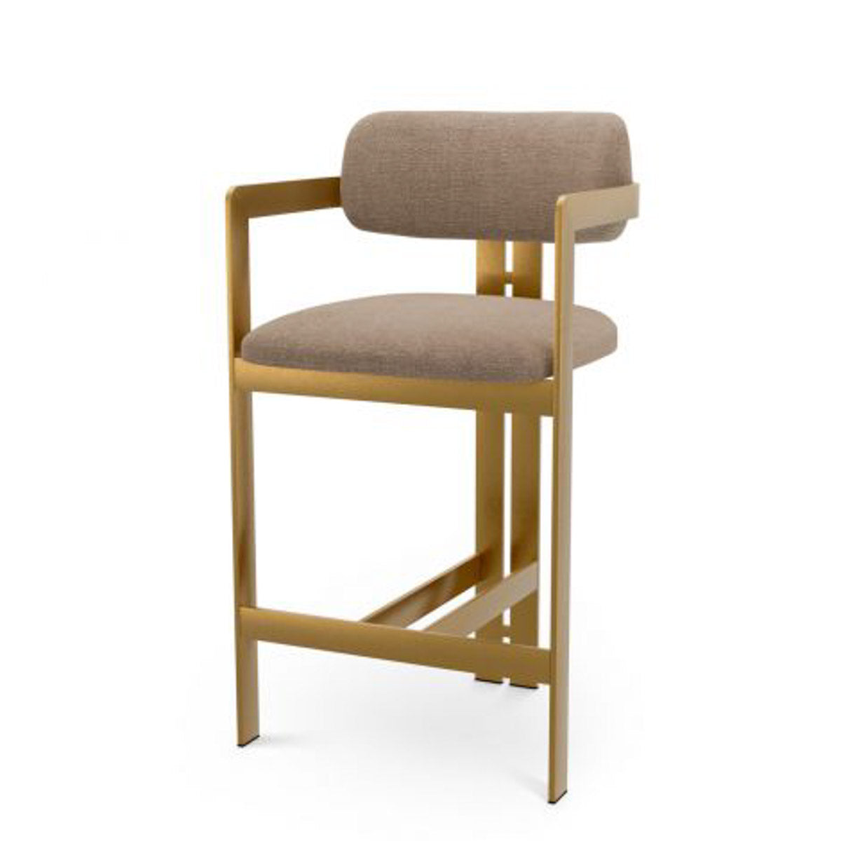 Counter Stool Donato Brushed brass finish | stratfort warm grey 83% rayon | 17% cotton Chairs & Sofas CMA0287 11