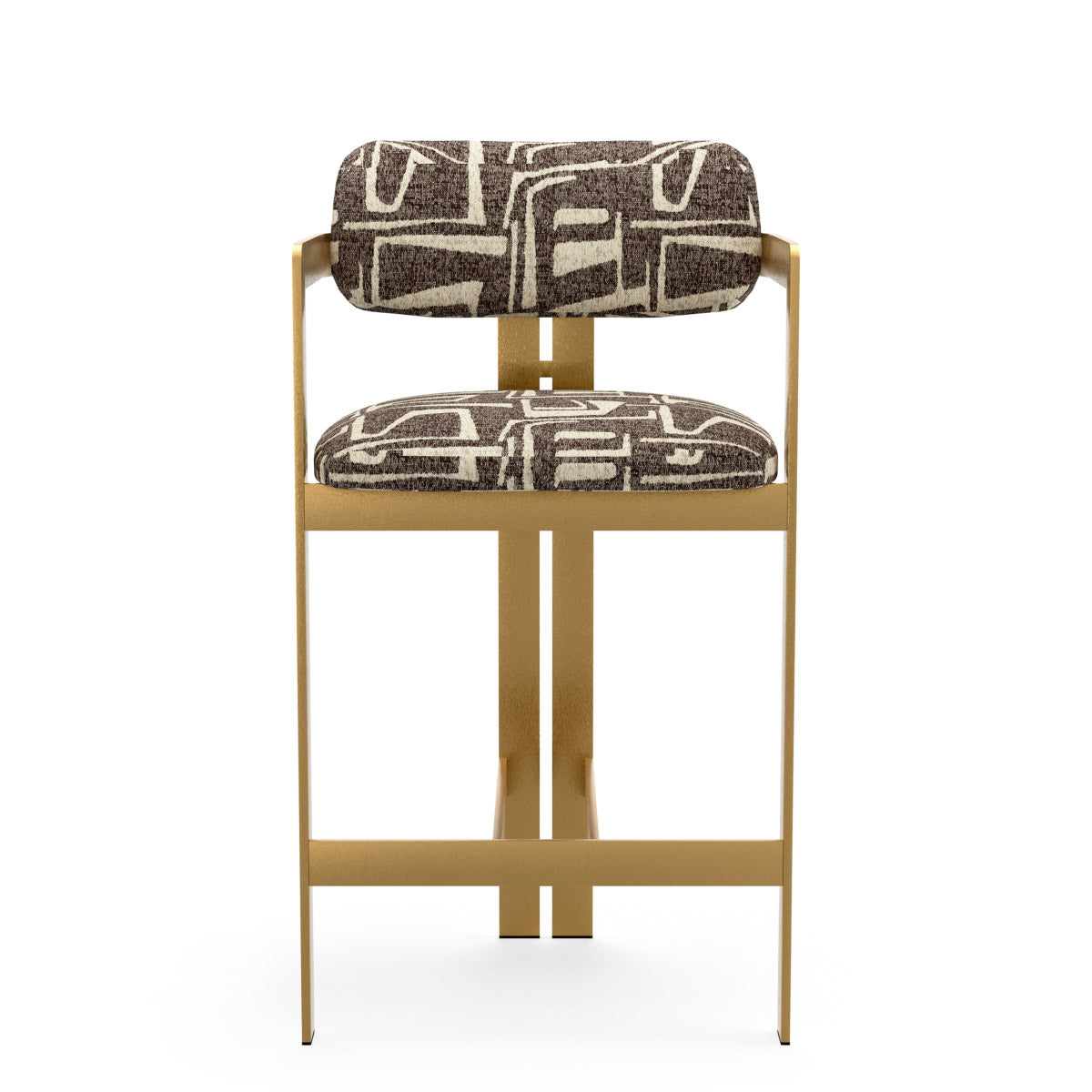 Counter Stool Donato Brushed brass finish | davenport dark brown 52% polyester | 48% olefin Chairs & Sofas CMA0293 3