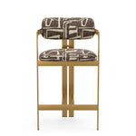 Counter Stool Donato Brushed brass finish | davenport dark brown 52% polyester | 48% olefin Chairs & Sofas CMA0293 3