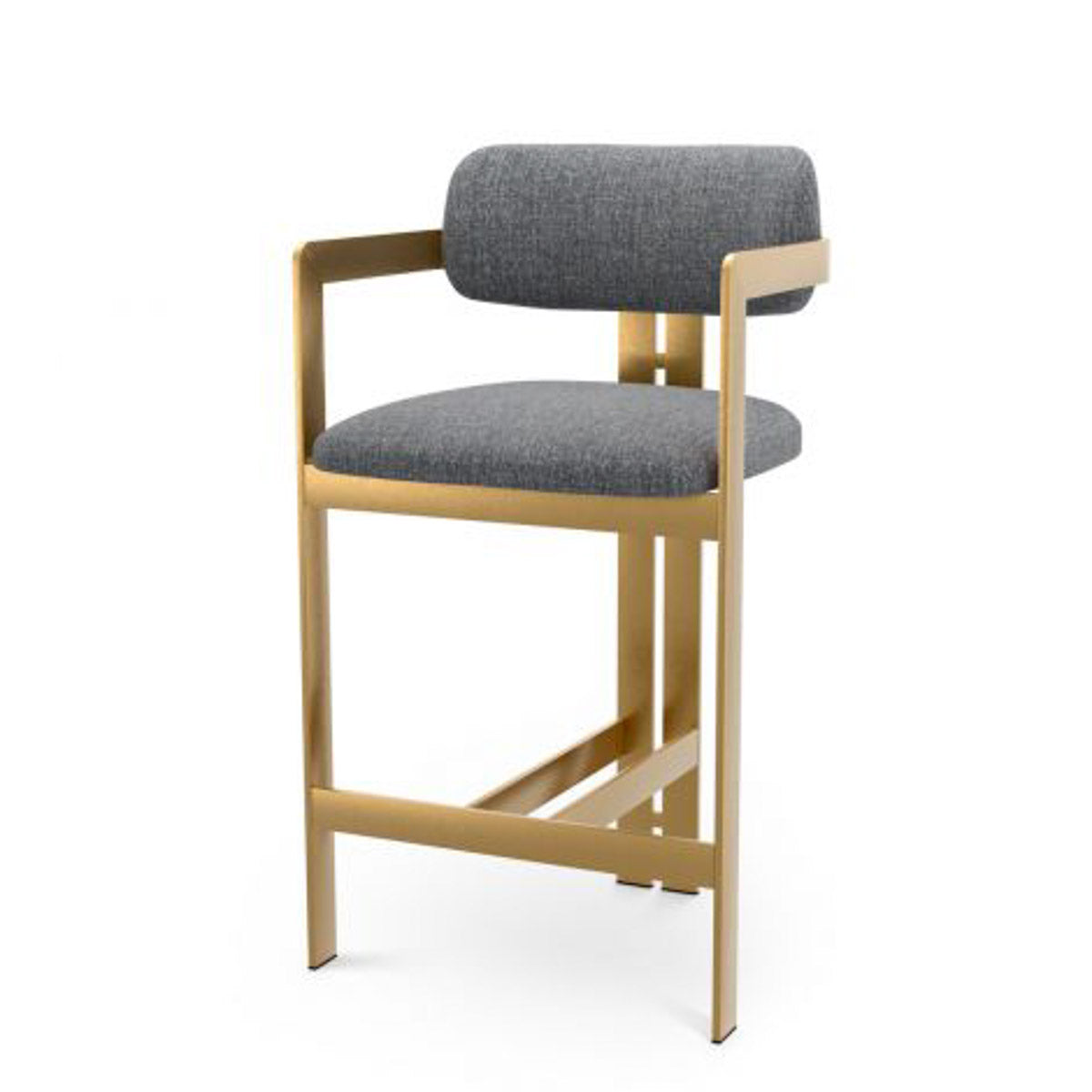 Counter Stool Donato Brushed brass finish | hastings light blue 100% polyester Chairs & Sofas CMA0301 7
