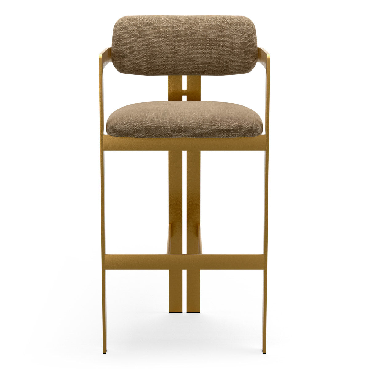 Bar Stool Donato Brushed brass finish | stratfort brown 83% rayon | 17% cotton Chairs & Sofas CMA0312 3