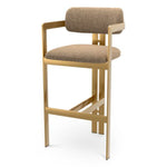 Bar Stool Donato Brushed brass finish | hastings brown 100% polyester Chairs & Sofas CMA0322 7