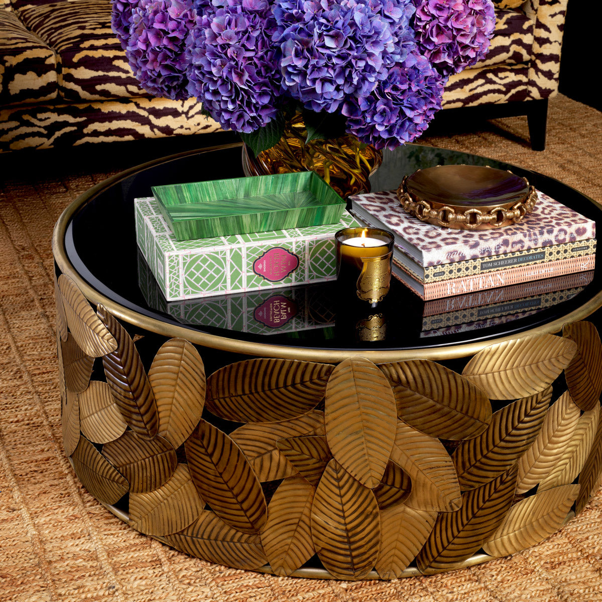 Eichholtz Coffee Table Botanico Its exquisite vintage brass finish, paired with the organic allure of natural cane and sleek