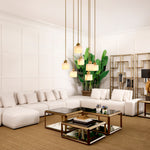 Eichholtz Coffee Table Callum set of 4 brass frame with bevelled rims surrounds the tabletops of smoke glass and the bottom shelves