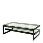 Eichholtz Coffee Table Gamma from stainless steel, it features a bronze finish and a clear glass tabletop. Coffee Table