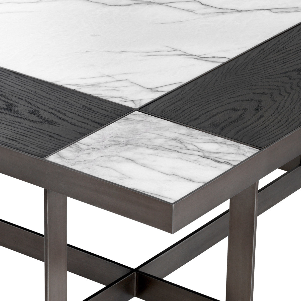 Eichholtz Coffee Table Hermoza sleek metal frame with pewter finish and is equally at home in Mid-Century Modern interiors