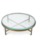 Eichholtz Coffee Table Hoxton elegance. Crafted with a brushed brass finish, the thick, clear circular glass top adds a