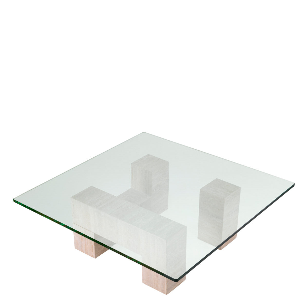 Eichholtz Coffee Table Ikal texture and makeup, are placed together to create a table base with clear glass on