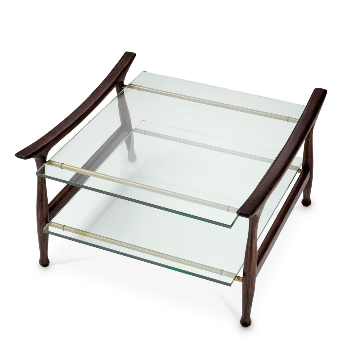 Eichholtz Coffee Table Manzo charm. With its timeless brown finish and clear glass top, this coffee table anchors any