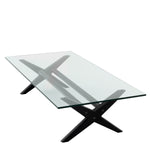 Eichholtz Coffee Table Maynor clear glass table top, this sturdy piece features the X-shaped legs that are characteristic for