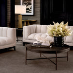 Eichholtz Coffee Table Nikos of metal, the frame has a bronze finish whereas the tabletop has a gunmetal finish.