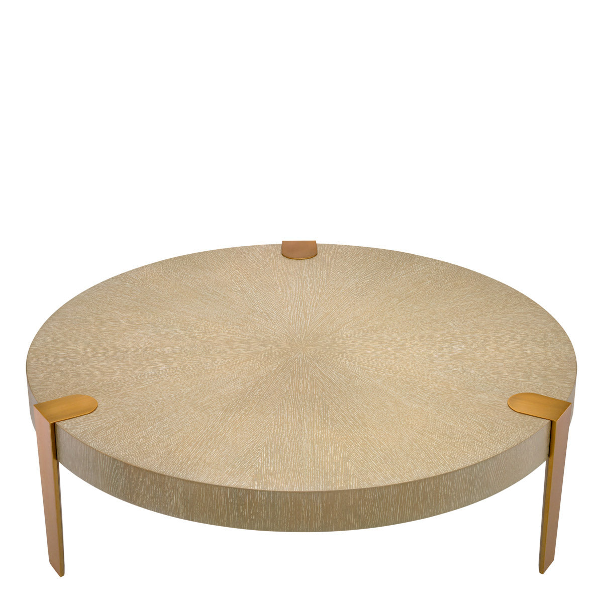 Eichholtz Coffee Table Oxnard It features a round tabletop of washed oak veneer and three legs in a brushed