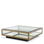 Eichholtz Coffee Table Ryan Brushed brass finish metal twinned with clear bevelled glass give Coffee Table Ryan its timeless