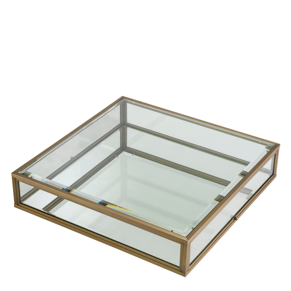Eichholtz Coffee Table Ryan glass is ideal for displaying magazines, succulents and more, and accessible via a glass door