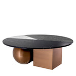 Eichholtz Coffee Table Tricolori in a brushed copper finish. It is completed by a beautiful round faux marble top