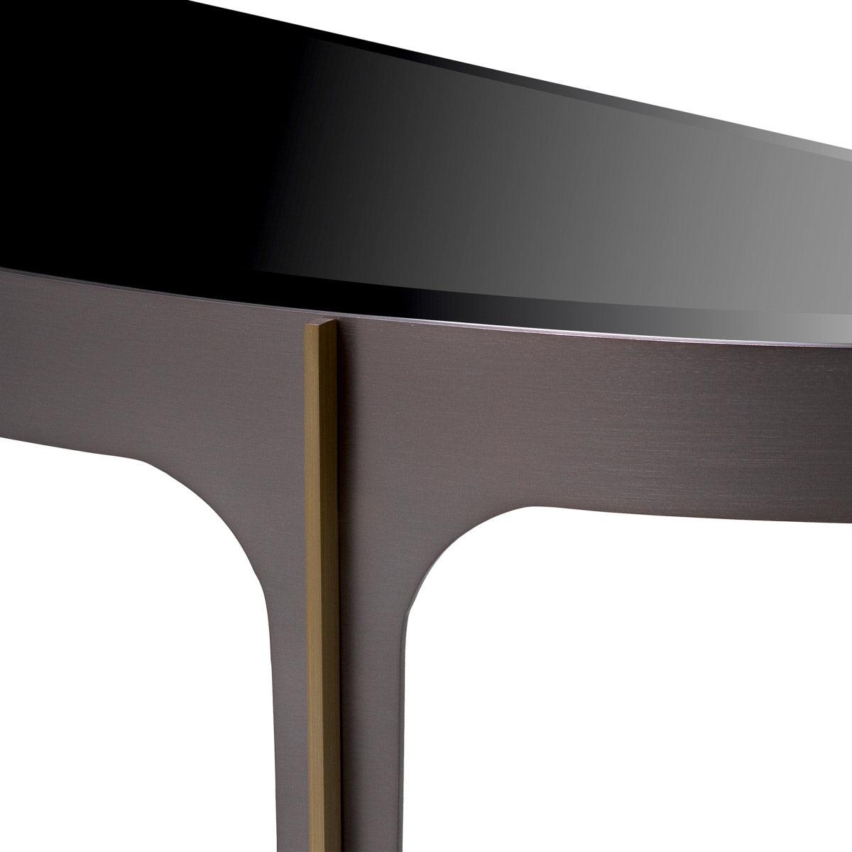 Eichholtz Console Table Artemisa black glass, bringing focus to the spaciousness within the solid materials shaping this piece. Console