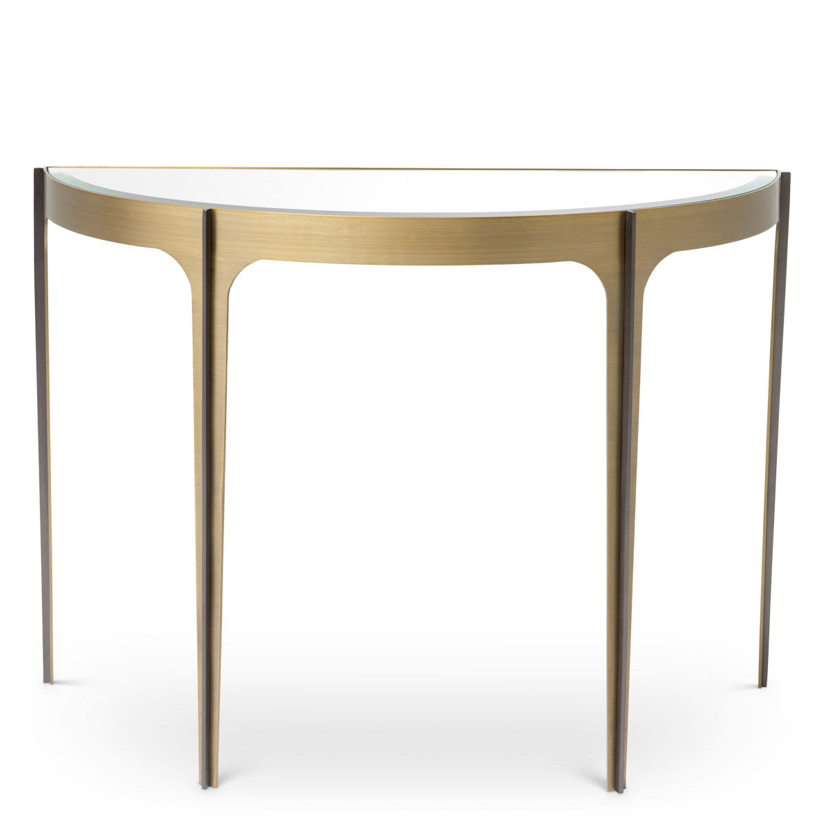 Eichholtz Console Table Artemisa with its elegant frame in a brushed brass finish. The interior curves of the frame