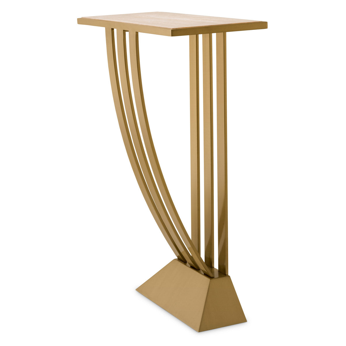 Eichholtz Console Table Beau Deco a touch of elegance to any space. The travertine top enhances its luxurious appeal, providing