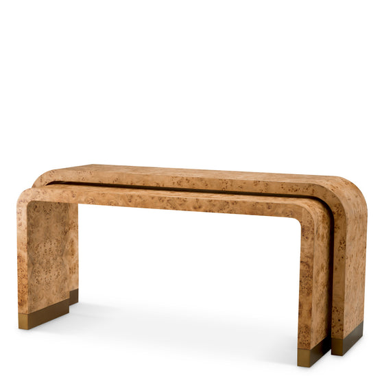Eichholtz Console Table Quinton set of 2 Elevate your living space with the Quinton Console Table set. Crafted from luxurious light brown