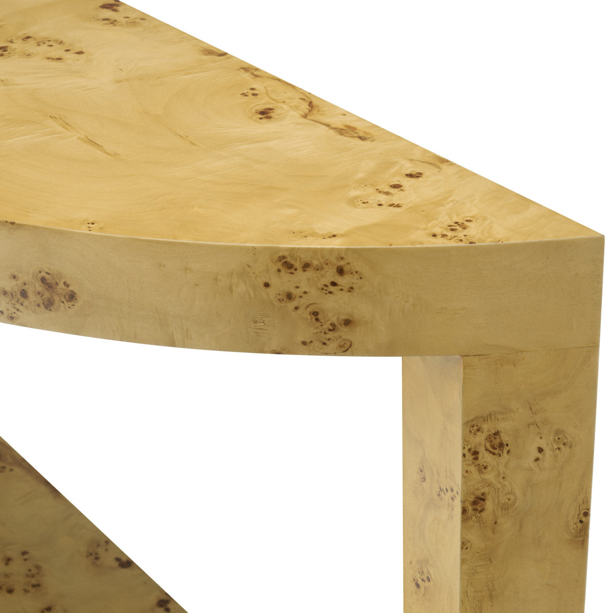 Eichholtz Console Table Raphael showcasing captivating mappa burl veneer. Its unique visual texture emanates elegance, merging contempora...