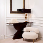 Eichholtz Console Table Spring with mocha oak veneer and a brushed brass finish, the Console Table Spring brings warmth