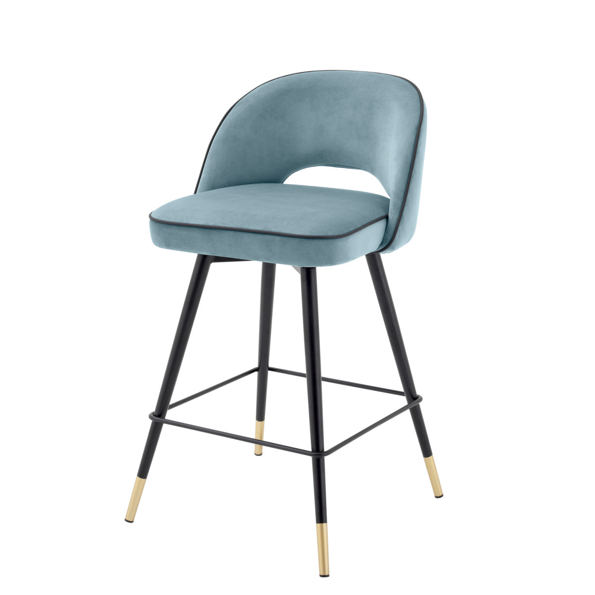 Eichholtz Counter Stool Cliff in a set of 2. Featuring black tapered legs with gold caps, the solid frame