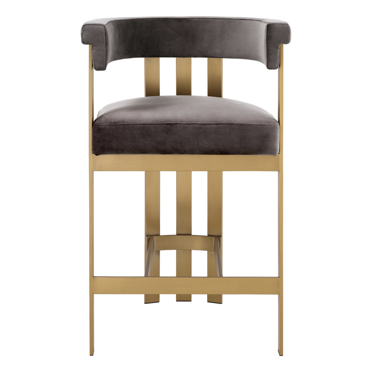 Eichholtz Counter Stool Clubhouse chair. Embrace the lavish charm of Savona Grey Velvet that adorns this counter stool, offering